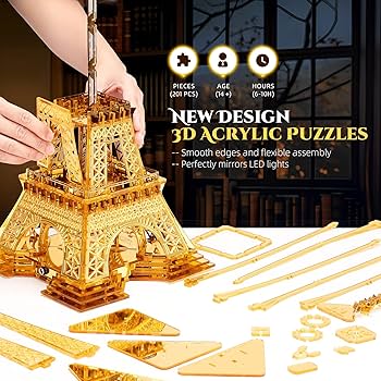 Amazon.com: FUNPOLA LED 3D Puzzle Eiffel Tower Building