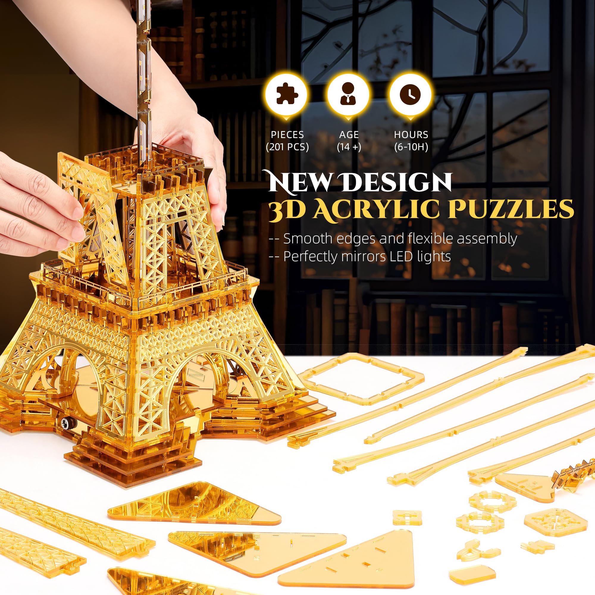 Amazon | FUNPOLA エッフェル塔 LED 3Dパズル 大人用 組み立てモデル