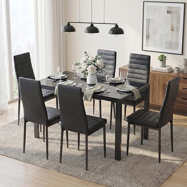 Modern Glass Dining Set for Six