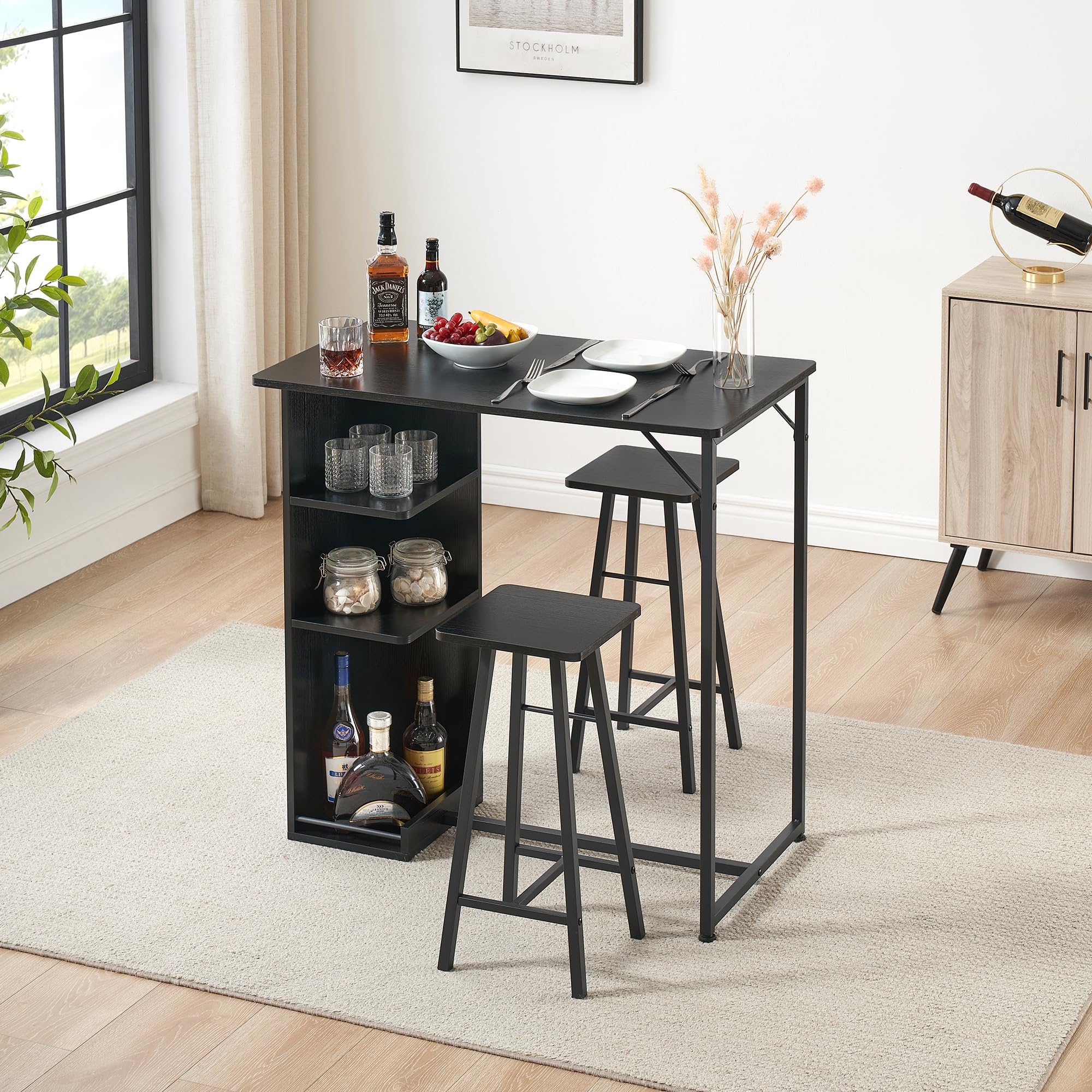 Garvee Table Bar avec 2 Tabourets 91,4 x 50 x 90,7 cm