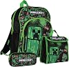 Minecraft Creeper Backpack, Lunchbag and Pencil Case Set 3 Pc