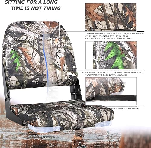 Miniatura 5 de SUNDGORA Un par de nuevos asientos plegables de barco con respaldo bajo, tornillos de acero inoxidable incluidos, camuflaje (2 asientos)