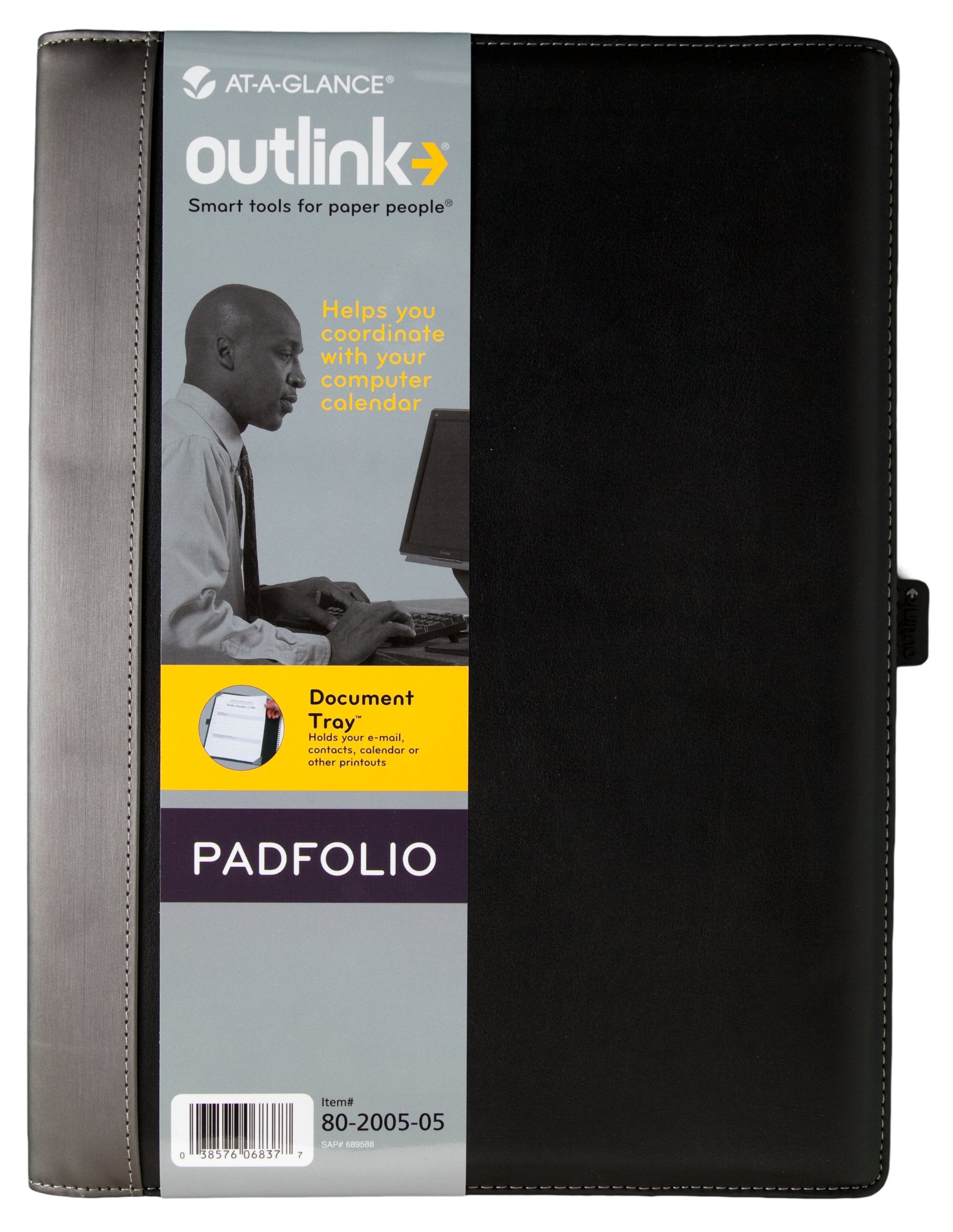 At-A-Glance Outlink Padfolio, Legal Pad, Perfed, 8-1/2 x 11-3/4, Black, 50 Sheets (80-2005-05)