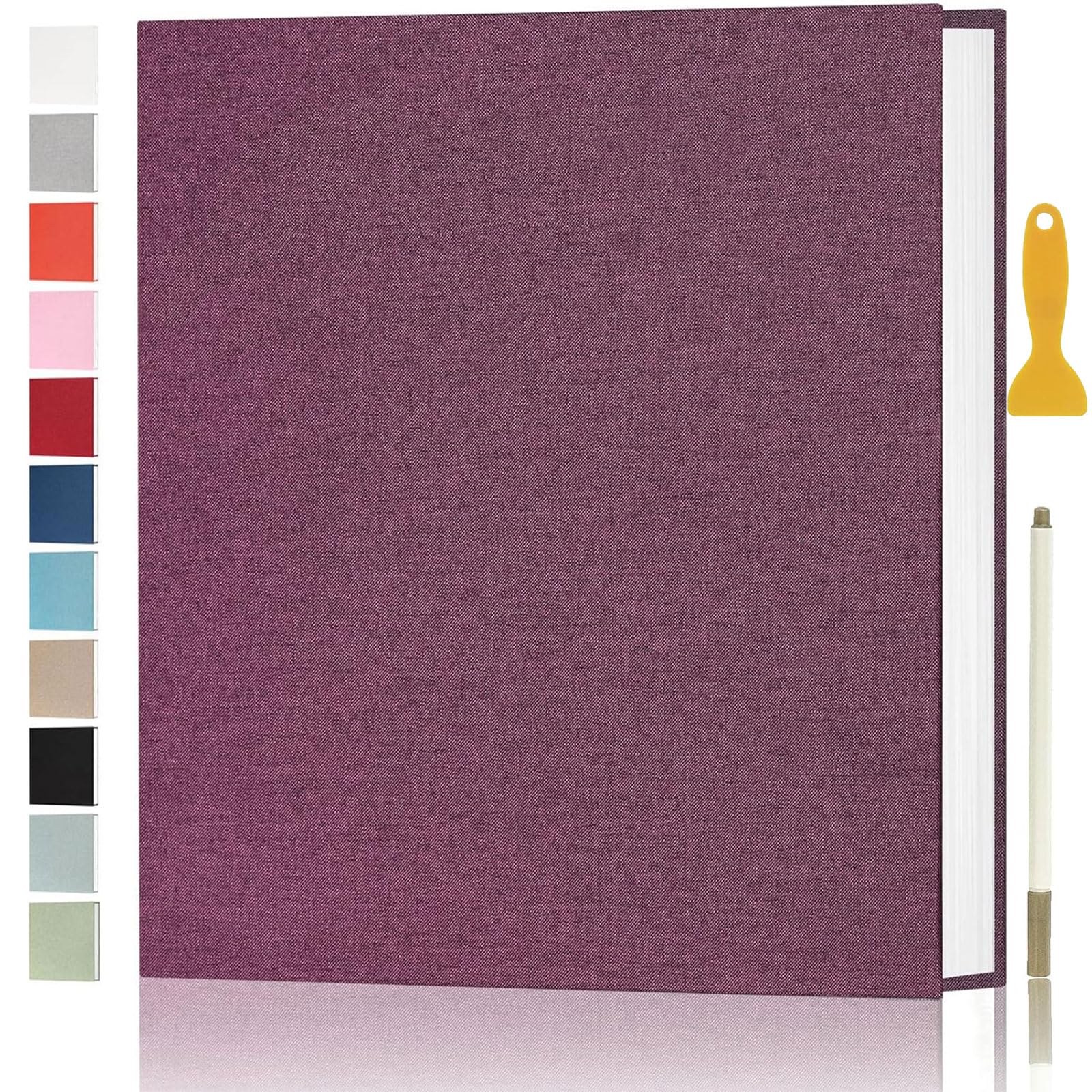 Fotoalbum, selbstklebende Seiten für 10,2 x 15,2 cm, 12,7 x 17,8 cm, 20,3 x 25,4 cm, Magnet-Fotoalben mit klebrigen Seiten, Bücher mit einem metallischen Stift, für Baby, Hochzeit, Familie, 28 x 27 cm