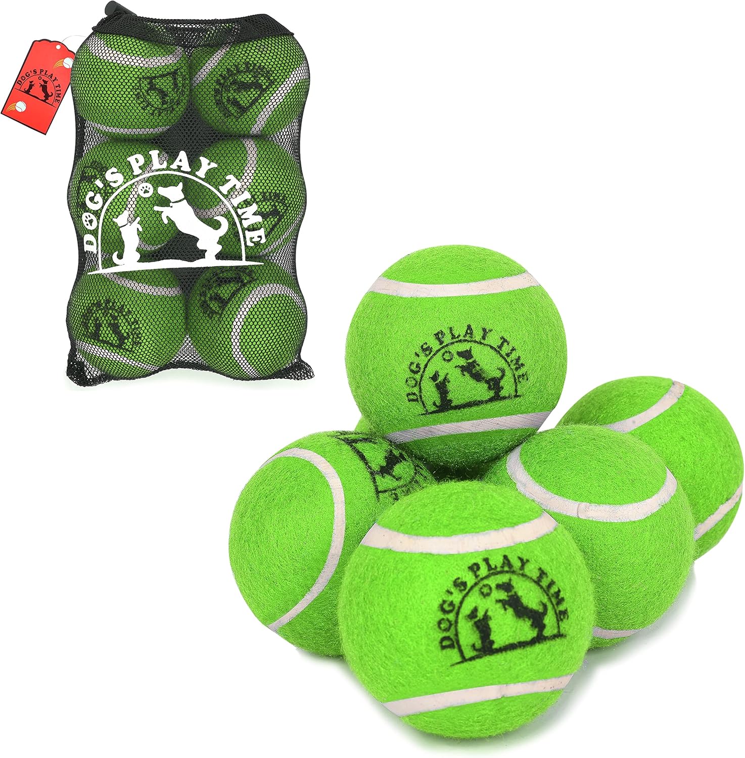 SPIN FIRST Dog Balls, Dog Tennis Balls, 12 Pack 6 Pack Yellow Dog