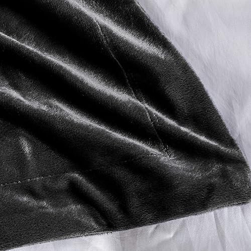 Miniatura 4 de NTBAY Juego de funda de edredón de terciopelo para cama individual, 3 piezas con cierre de cremallera, funda de edredón de franela, negro