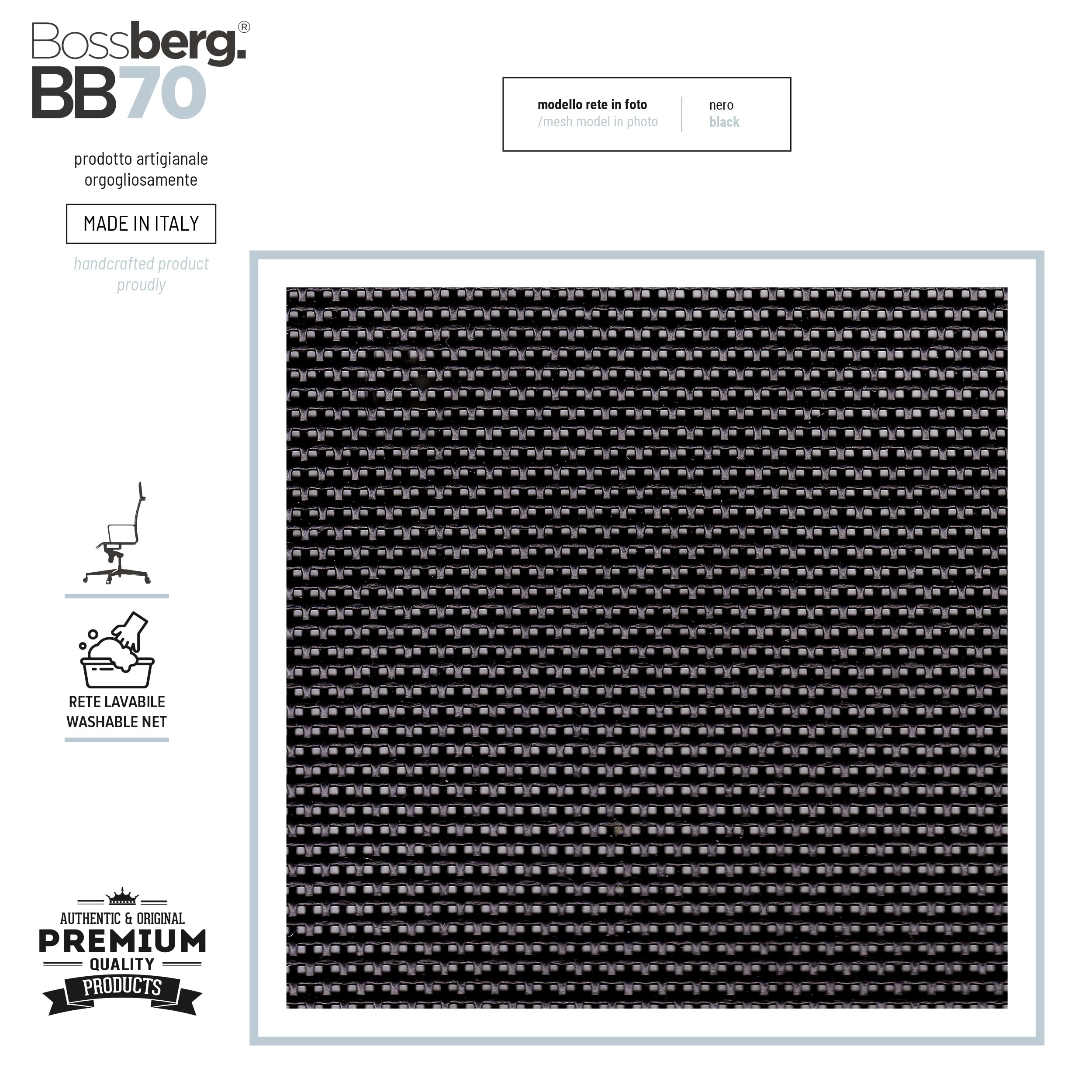 Bossberg BB70 Sedia Ufficio Ergonomica Direzionale con Schienale Alto, Poltrona di Design in Rete Traspirante e Acciaio con Supporto Lombare per Studio Professionale - Cromata Nera