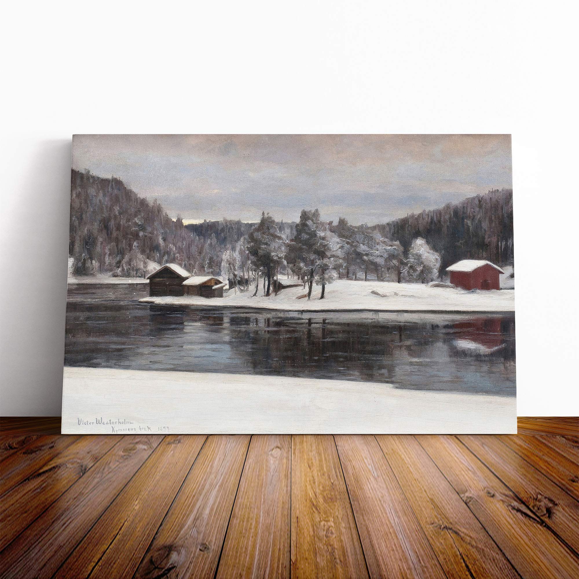 Victor Westerholm Winter Landscape Vol.3 Canvas Print | Gallery Wrapped 30mm Frame Wall Art | 20x14 inches | Ready to Hang | Modern Landscape Picture | Living Room Bedroom Lounge Office
