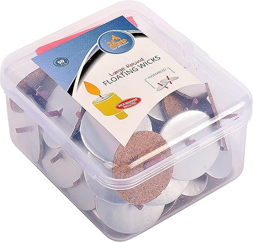 Miniatura 4 de Ner Mitzvah Mechas flotantes redondas grandes premontadas, 50 unidades, mechas de algodón y soportes de disco de corcho para tazas de aceite