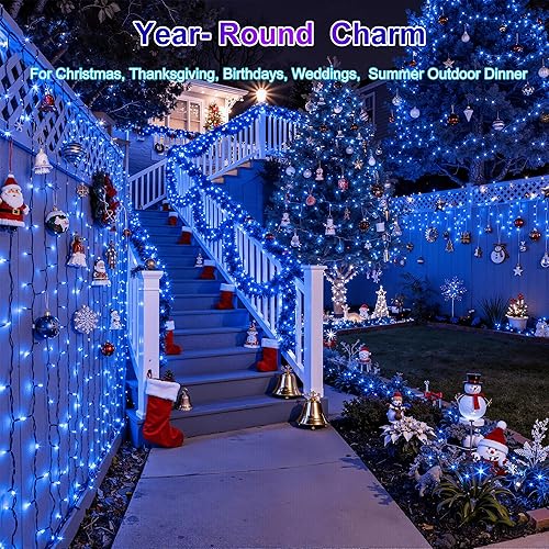 Miniatura 6 de Guirnalda de luces navideñas de 750 LED de uso exterior, 240 pies, 12 modos, temporizador, brillo regulable, impermeables, para árbol de Navidad,