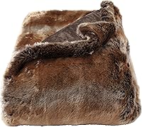 Lavish Home Faux Fur Throw Blanket 60x70 Inch - Hypoallergenic Premium Zobel Faux Marten Sable Fur with Plush Mink Back & Gift Box, Amber Brown