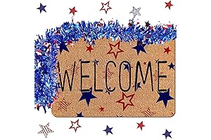 Ceenna American Stars and Stripes 4th of July Coir Doormat