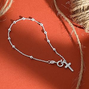 Ciondolo Croce Sterling Collana Croce Uomo Donna In Argento Sterling 925 Con Catena Cubana 5mm Acciaio Inox - Lunghezza 16-30 Pollici Collane Uomo Argento - Foto 3