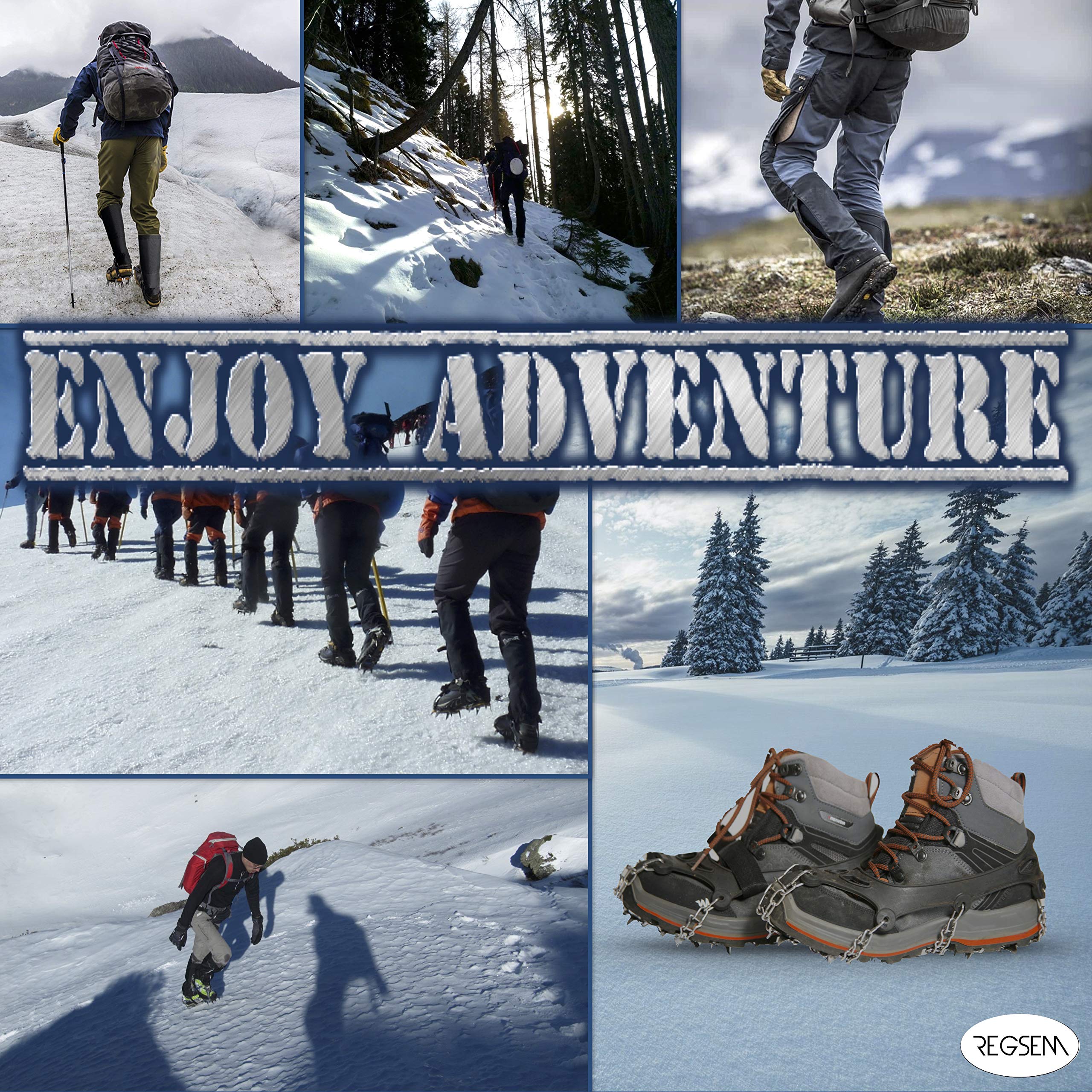 Ramponi Da Ghiaccio Neve Con Ghette Impermeabili Omaggio Universali 19 Denti Per Scarponi Scarpe Antiscivolo Montagna Acciaio Inox Trekking Trail Running Ramponcini Boscaiolo Leggeri