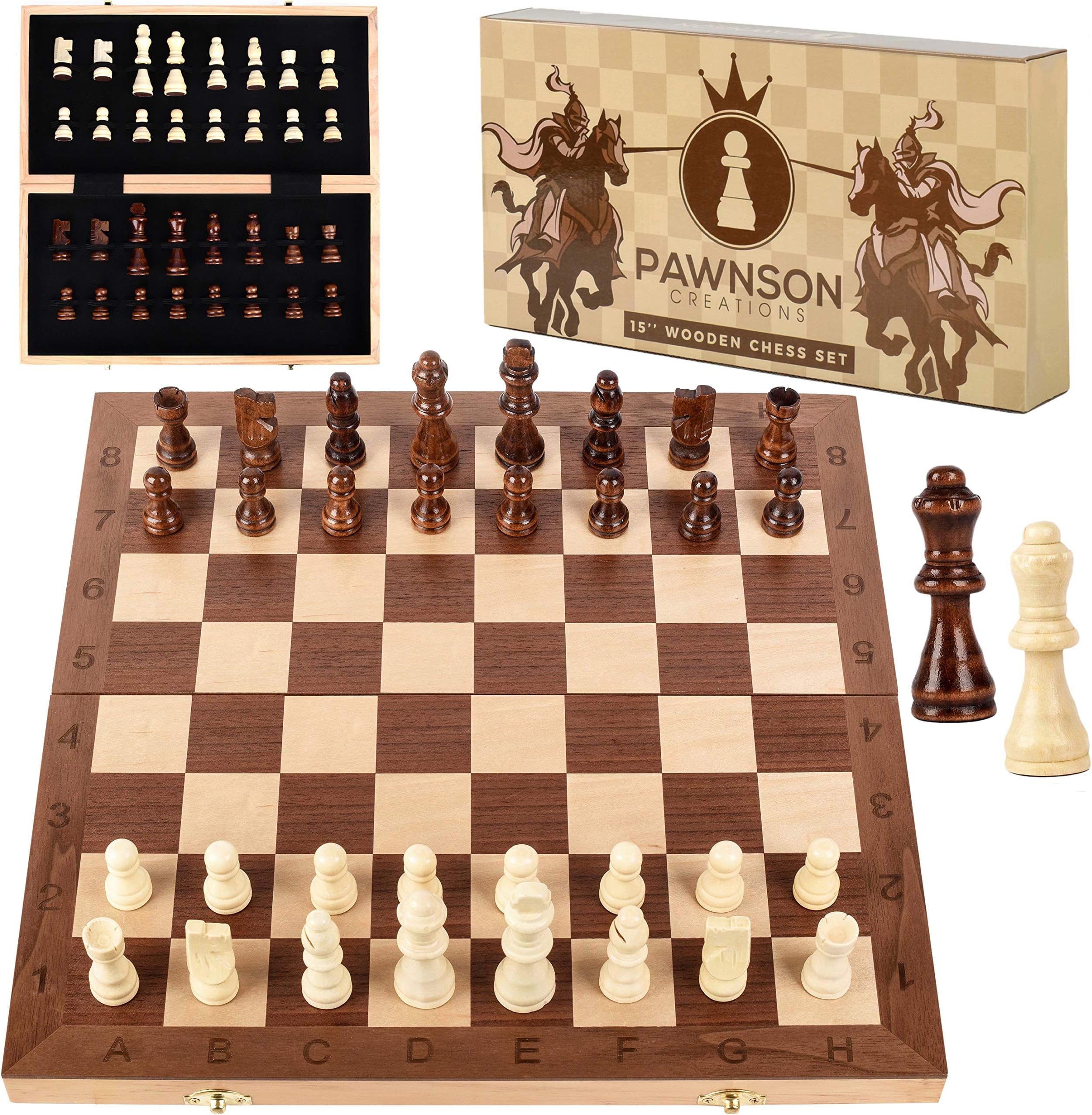 15"x15" Wooden Chess Set