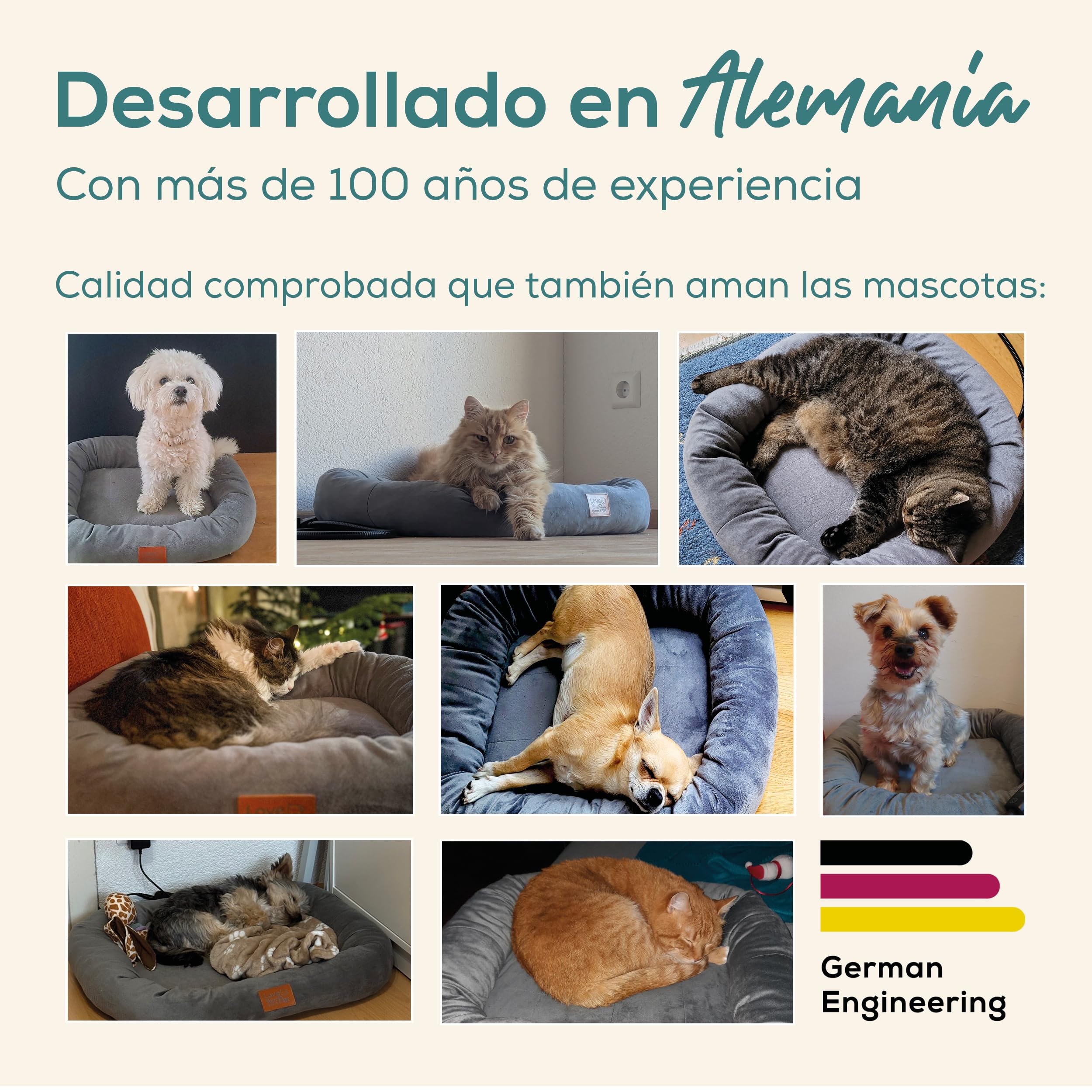 Beurer Love Your Pet Cama térmica «Kira» para Perros y Gatos, Cama para Perros con calefacción eléctrica y Temporizador, Lavable a 30 °C, Resistente a los arañazos y el Agua, 58 × 50 cm