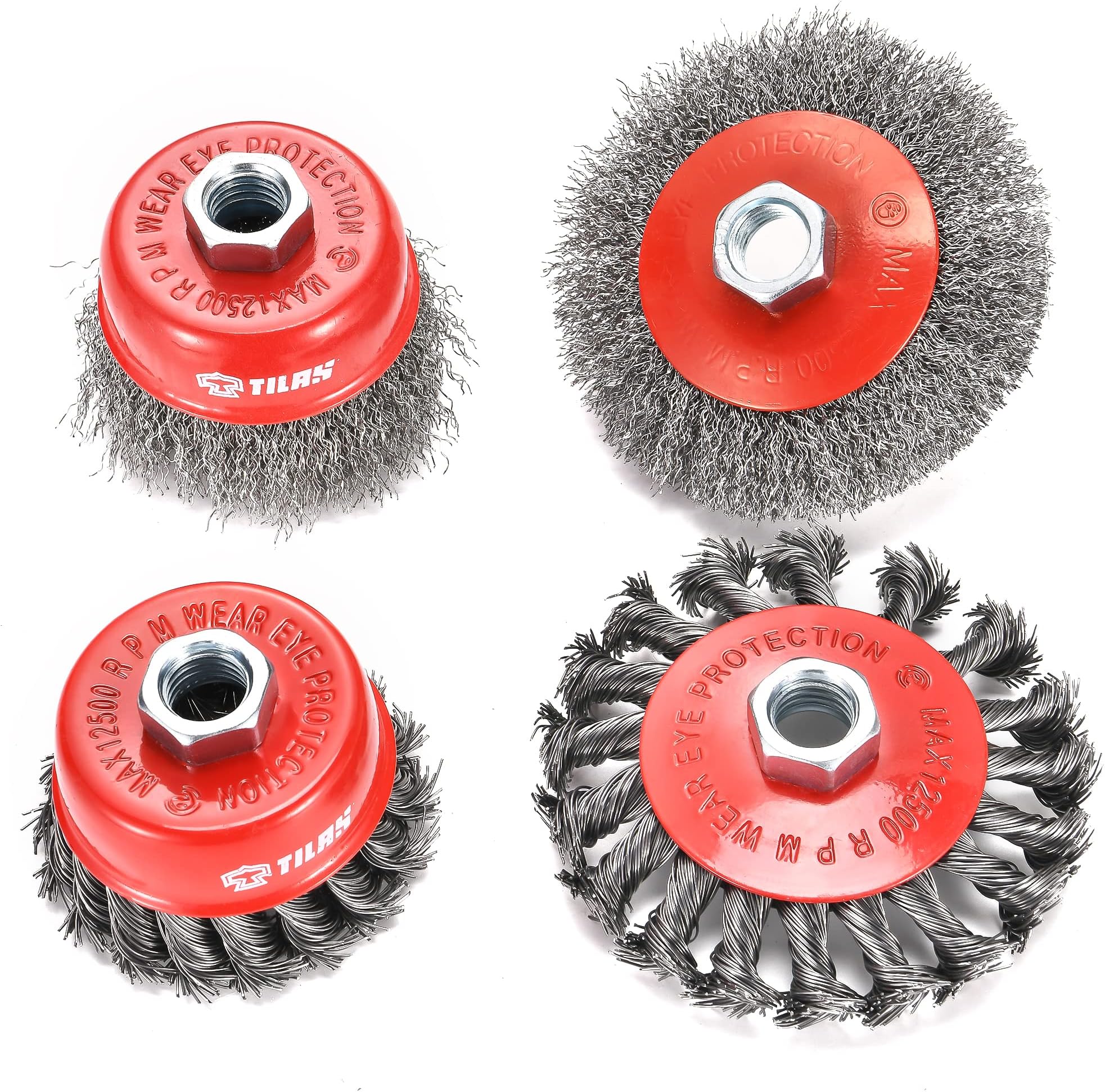 TILAX Wire Wheel Brush Cup Brush Set 4Pcs