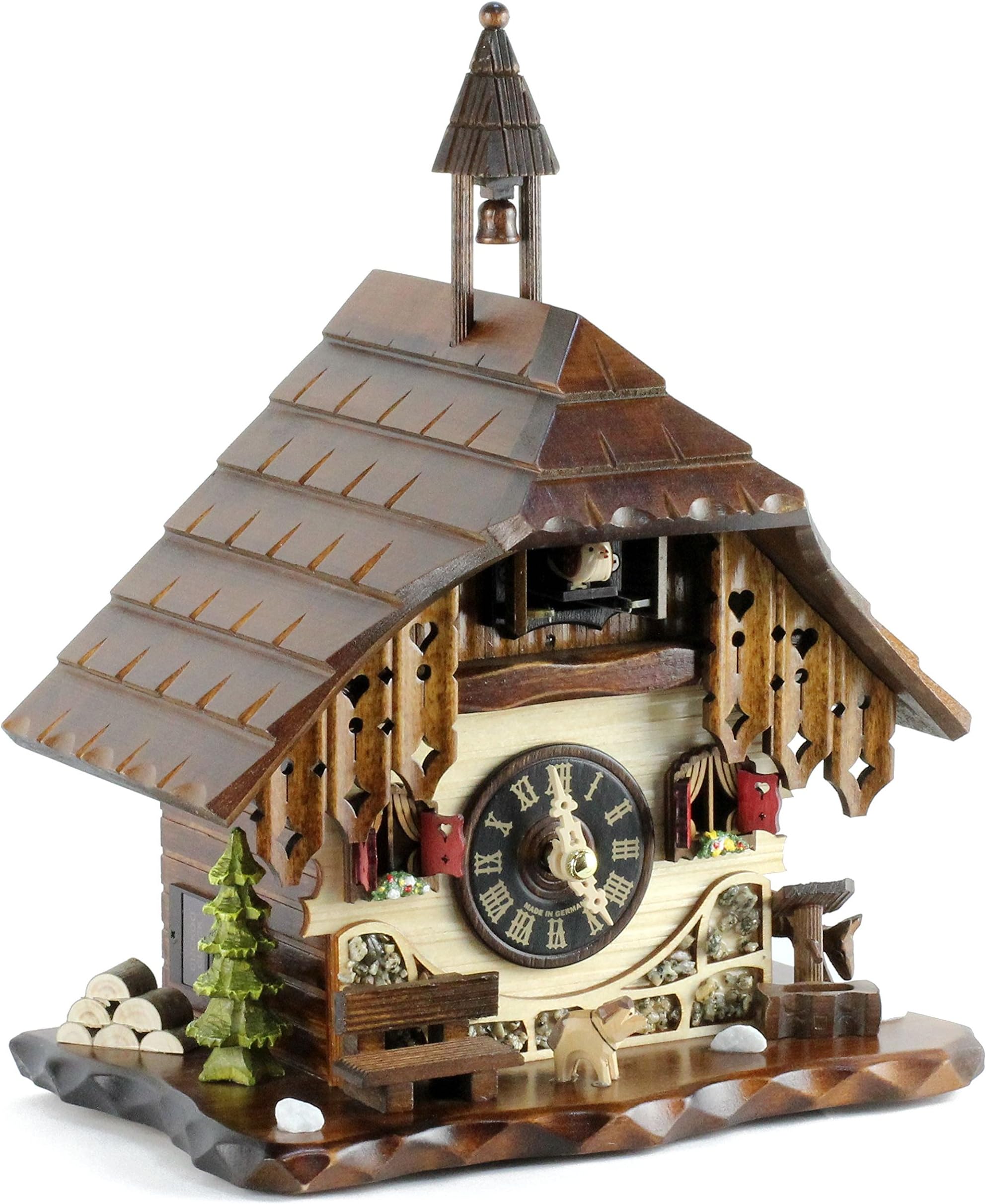 Kuckucksuhr Aus Massivholz Mit Musik - 30cm Black Forest Uhr Mit Holzhacker