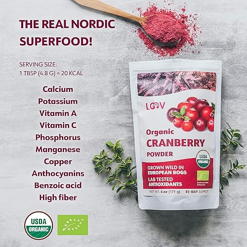 Miniatura 2 de Wild Organic - Polvo de arándano liofilizado orgánico, 6 onzas, suministro de 35 días, de bosques nórdicos, crudo, sin azúcar añadido