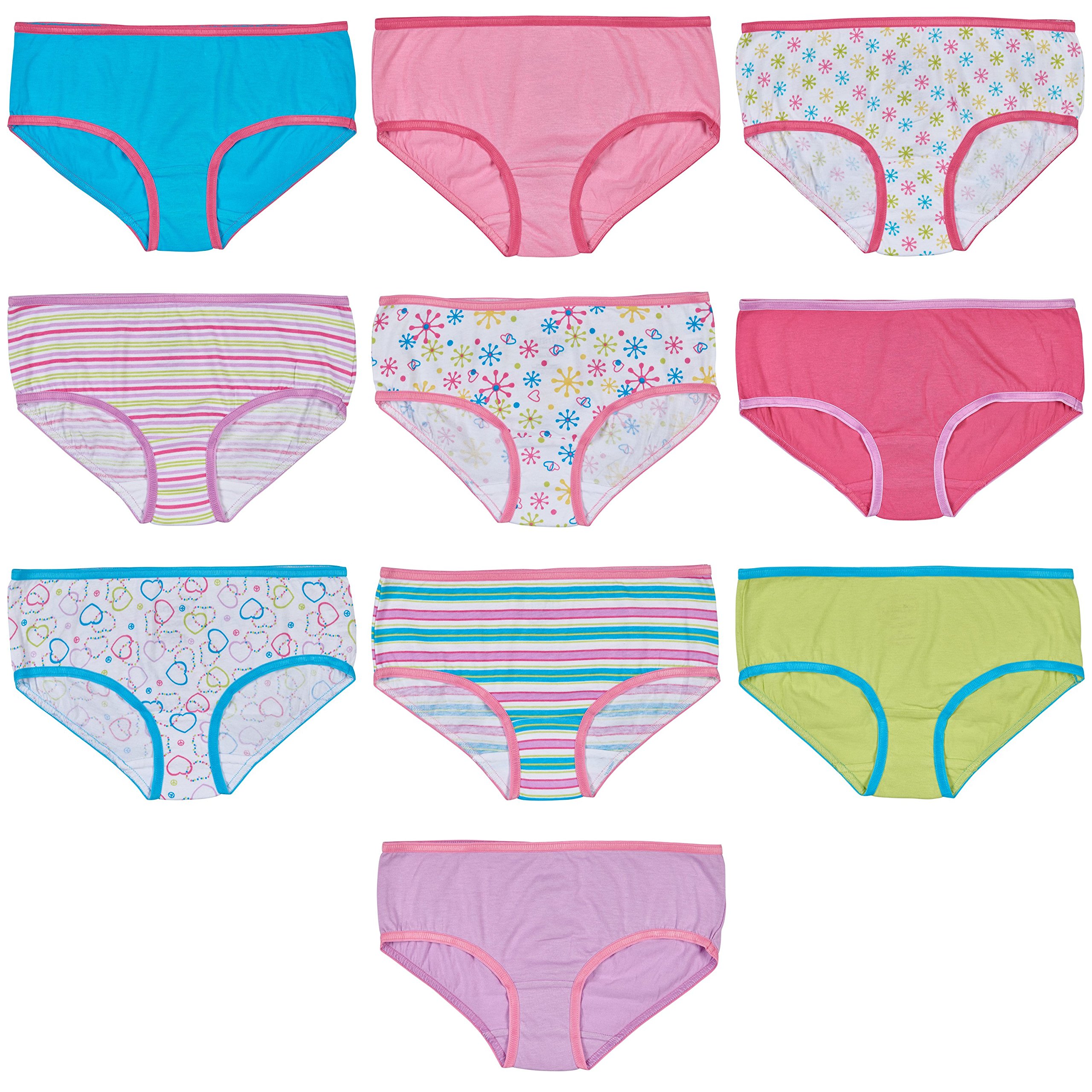 TrimfitTrimfit Girls Soft Cotton Colorful Hipster Panties (Pack of 10 Kids Underwear)
