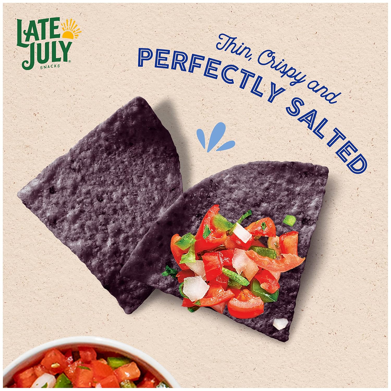 Late July Snacks, Thin and Crispy Organic Tortilla Chips, Blue Corn, 10.1-oz. Bag (Pack of 9)