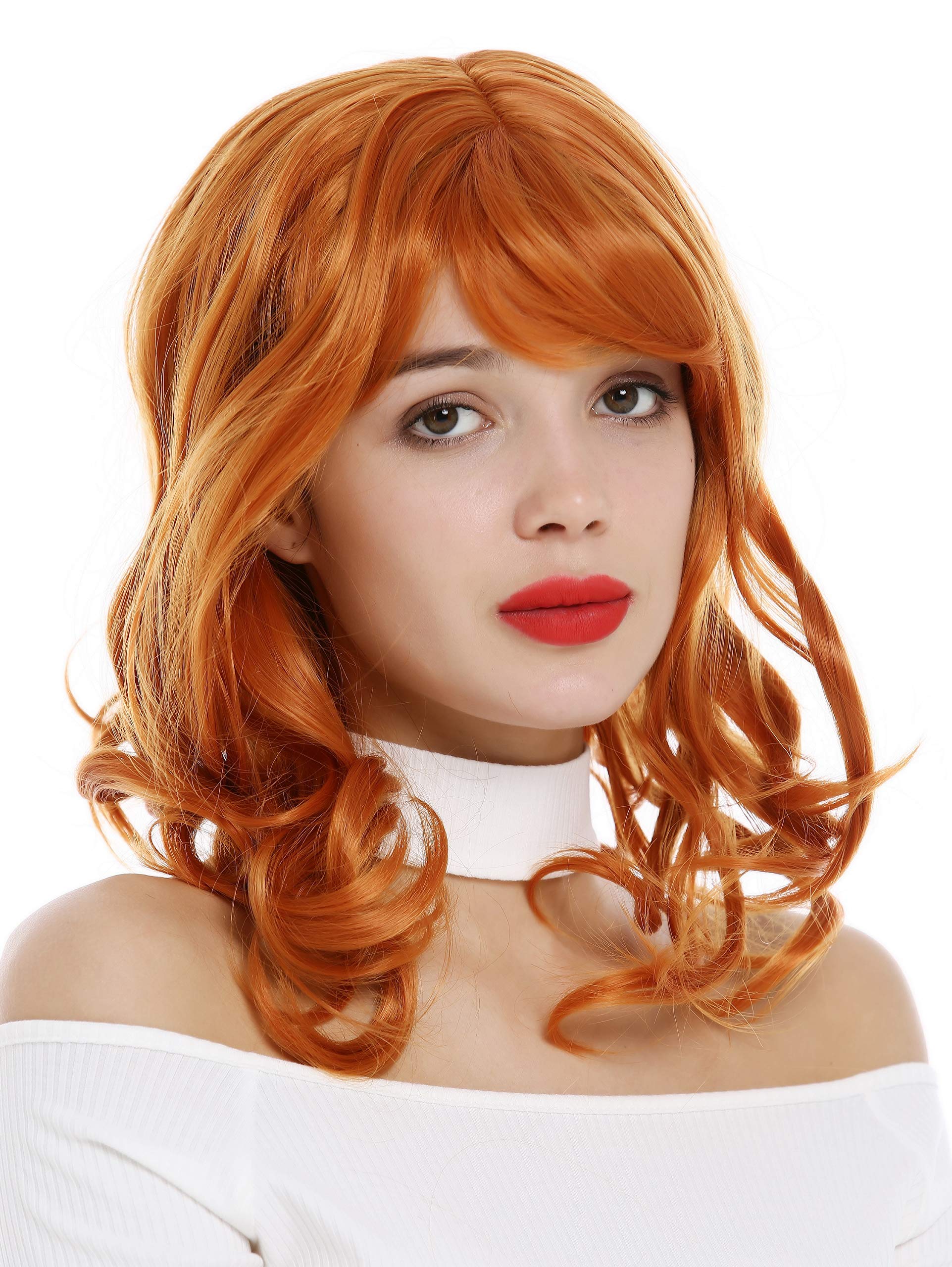 WIG ME UP - 3001-T2735 Lady Wig long wavy to curled curls fringe bangs orange, orange (T2735) - Image 3
