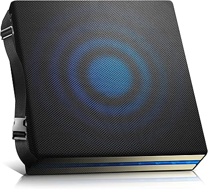 AIESI® Cuscino Antidecubito per sedia a rotelle e sedute (cm 44x44x5h) in poliuretano espanso con cuscinetto interno in gel viscoelastico e cinghia di fissaggio, Certificato CE, Garanzia 24 mesi