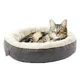Love's cabin Round Donut Cat and Dog Cushion Bed, 20in Bed for Cats or Small Dogs, Anti-Slip & Water-Resistant Bottom, Super Soft Durable Fabric Pet Beds, Washable Luxury Cat & Dog Bed Gray Grey 19.7'L x 19.7'W x 5.9'Th