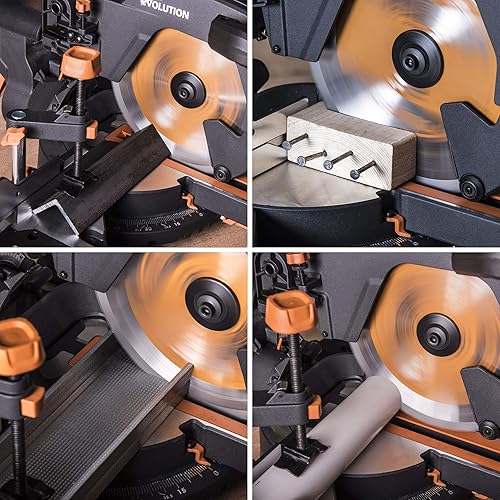 Miniatura 6 de Sierra de inglete deslizante Evolution Power Tools R255SMS+ PLUS de 10 pulgadas multimaterial multipropósito para cortar metal, plástico, madera