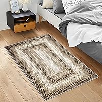 Vista 20 de Alfombra Bohemia 4x6 Alfombras de Área para Dormitorio Alfombra de Área con Estampado Trenzado Alfombra de Área Geométrica Moderna Alfombra Estética