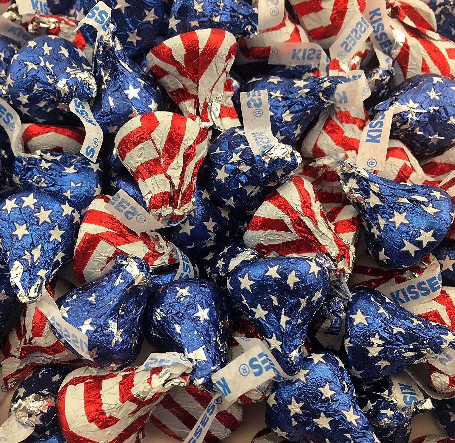 Kisses, Milk Chocolate Red-White and Blue USA Flag, Patriotic Candy 2 Lb Bulk