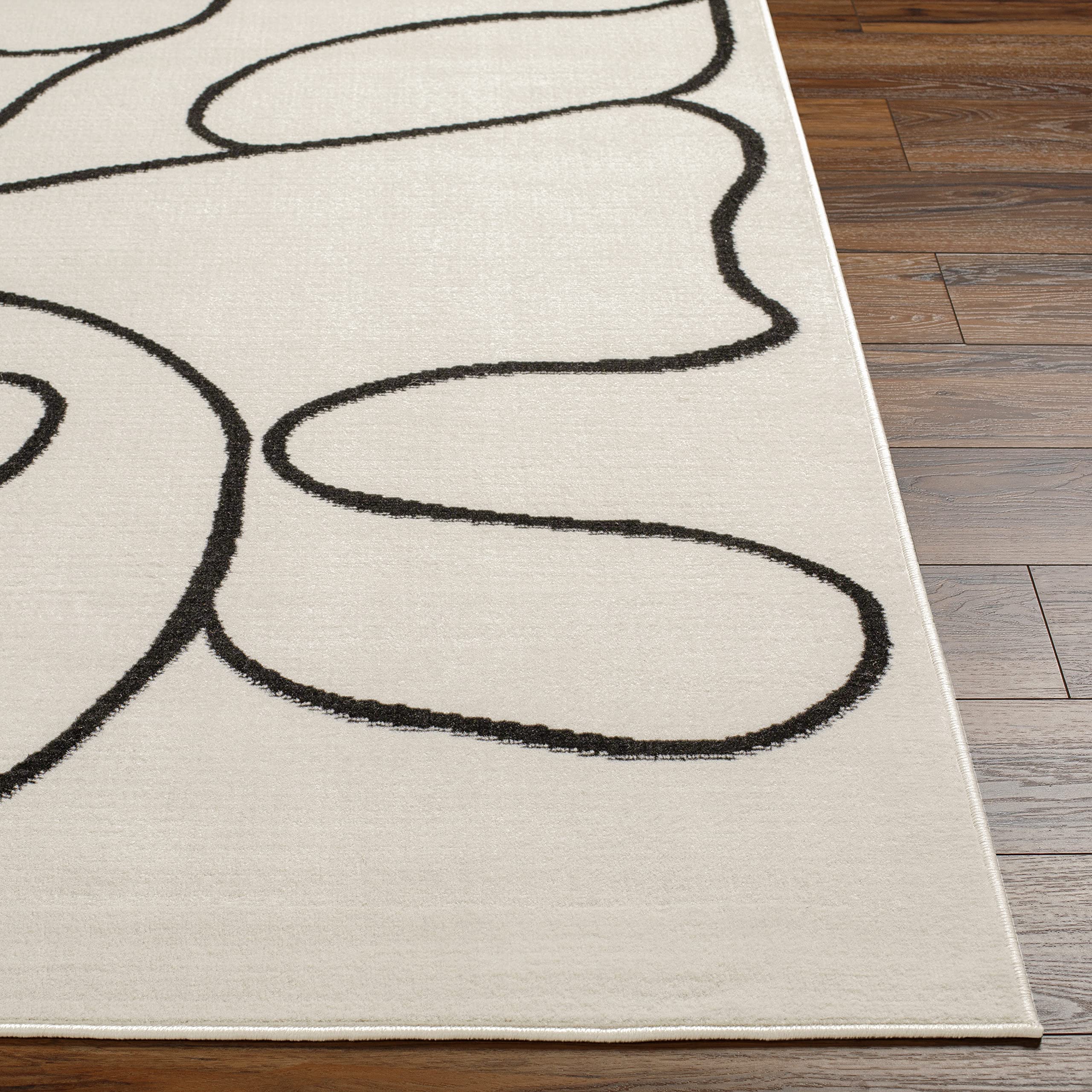 Surya Fremont Tapis de Salon Moderne – Design Abstrait Aspect marbre pour Salon, Salle à Manger, Chambre à Coucher – Tapis en marbre Doux, à Poils Courts, Grand 152 x 213 cm, Noir
