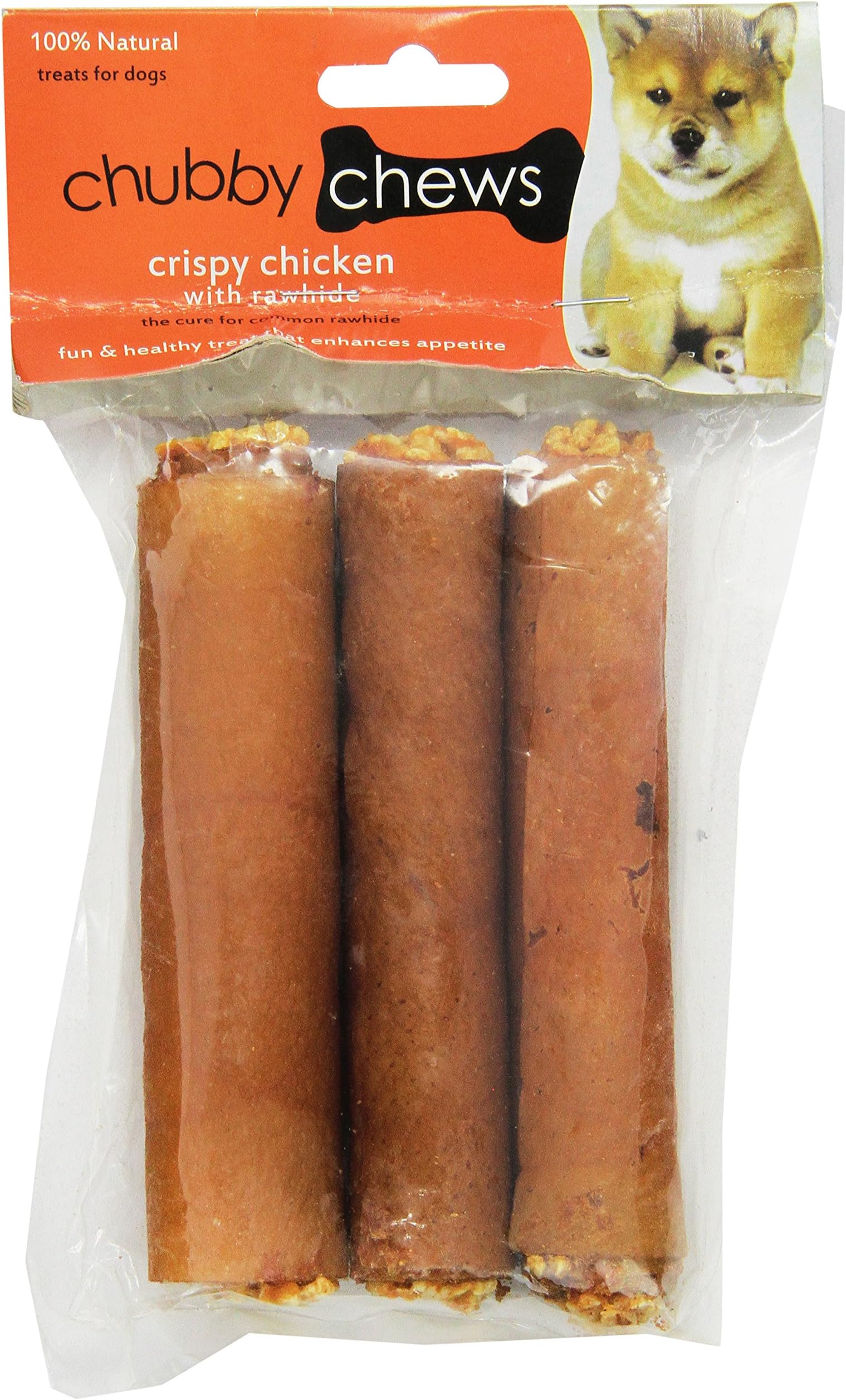 Pork Hide Roll Filled With Rawhide And Real Chicken, 5-Inch Rolls, 3-Pack