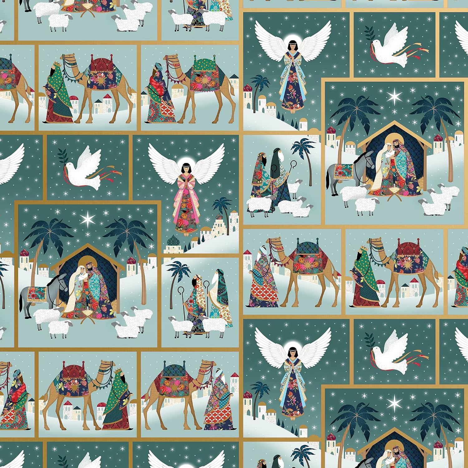 Jillson Roberts Christmas Gift Wrap, Nativity Scene (6 Jumbo Rolls 10 feet x 30 inches)