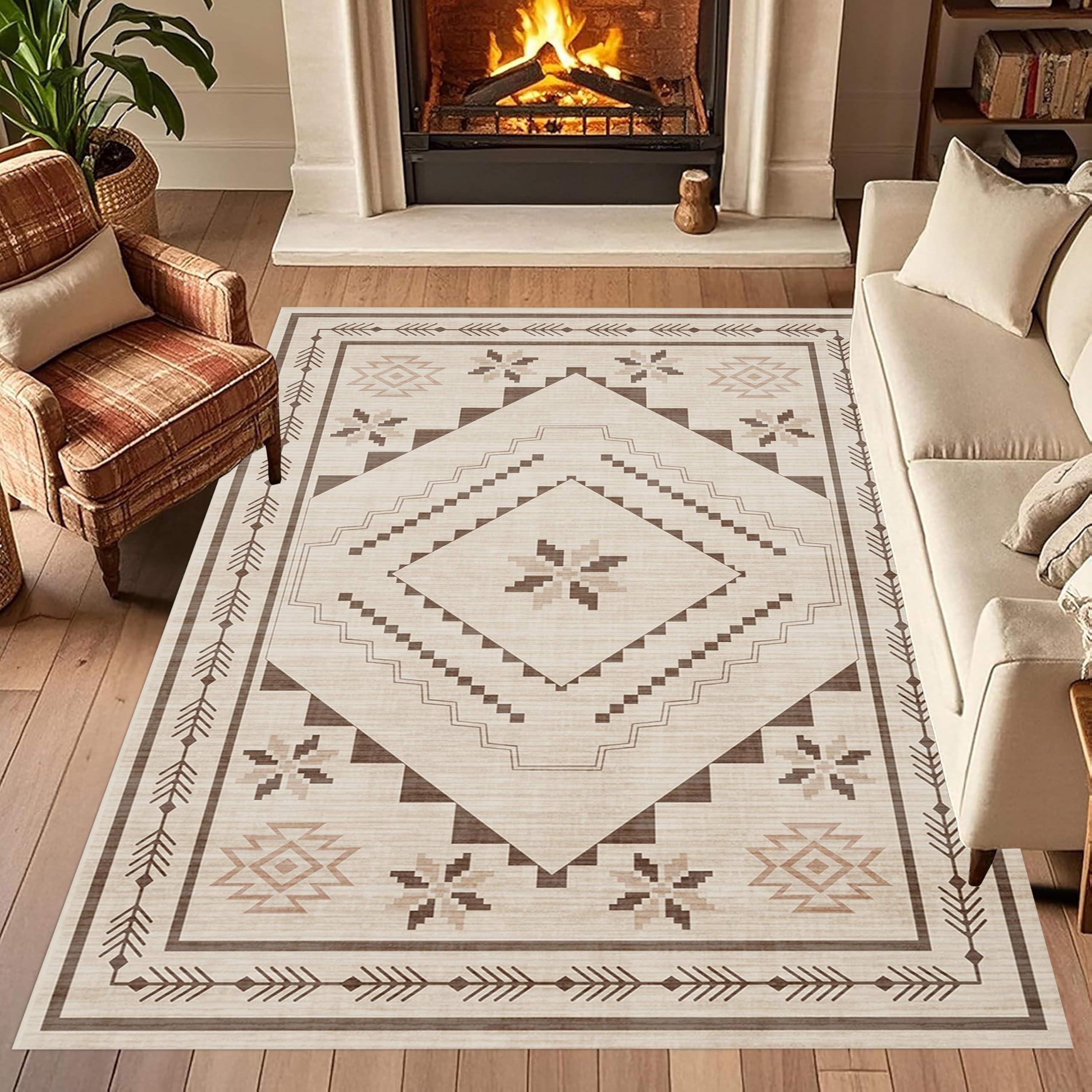 Tapis bohème antidérapant sécurisé pour salle à manger