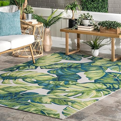 Miniatura 9 de NuLOOM - Alfombra Lisa con flores, para interiores y exteriores, 4 pies cuadrados