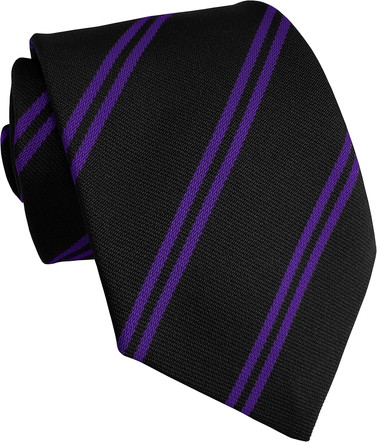 Great British Tie Club School Ties (14 Double Stripe Variations) Secondary/High School Size, Black & Purple, Length: 52 inches