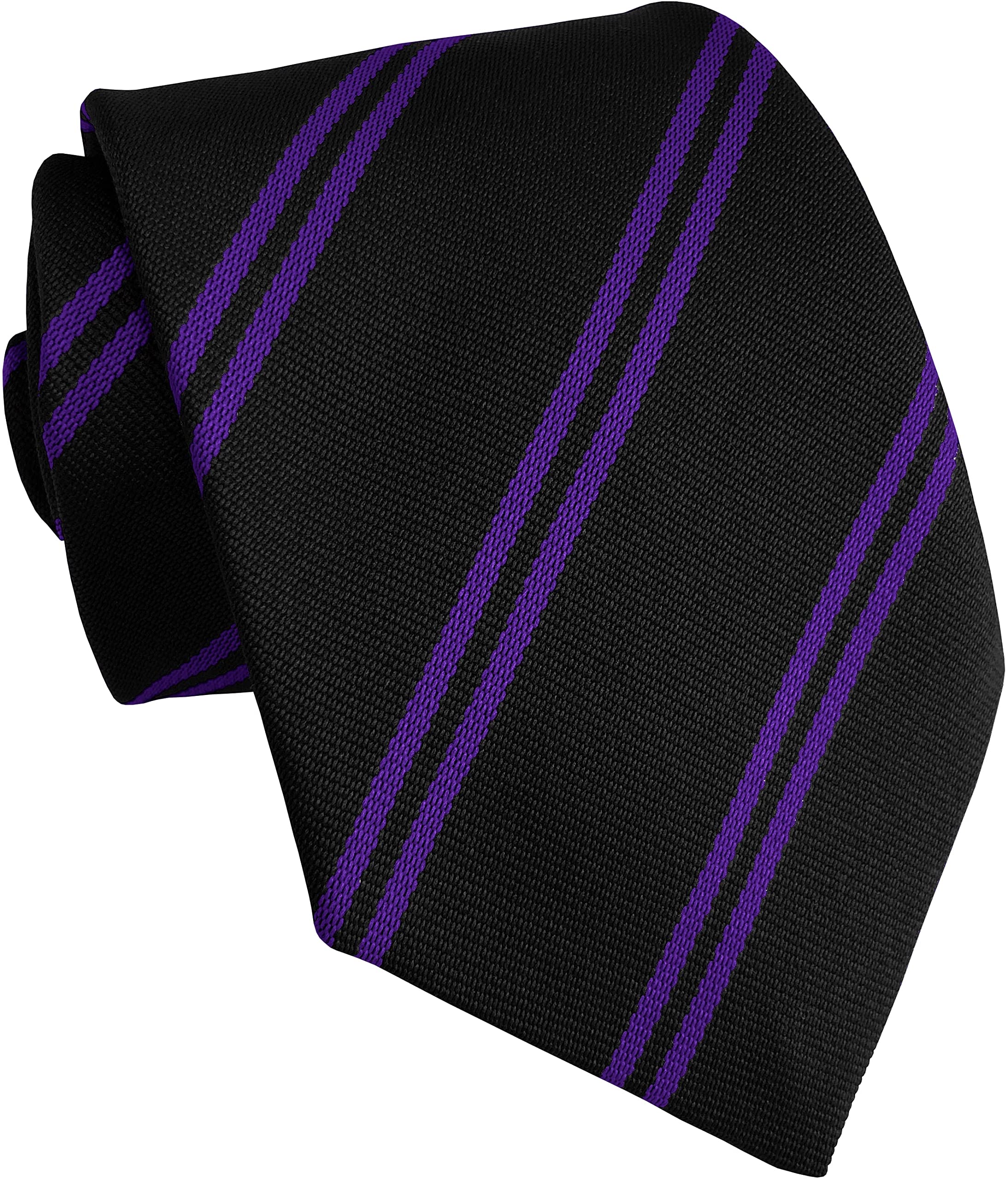 Great British Tie Club School Ties (14 Double Stripe Variations) Primary Junior Size (Black & Purple)