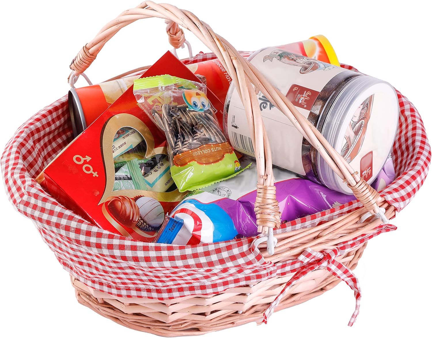 Oval Willow Basket Set of 3 with Double Drop Down Handles, Wicker Gift Baskets for Gifts, Wine Picnic Basket, Wicker Shopping Basket