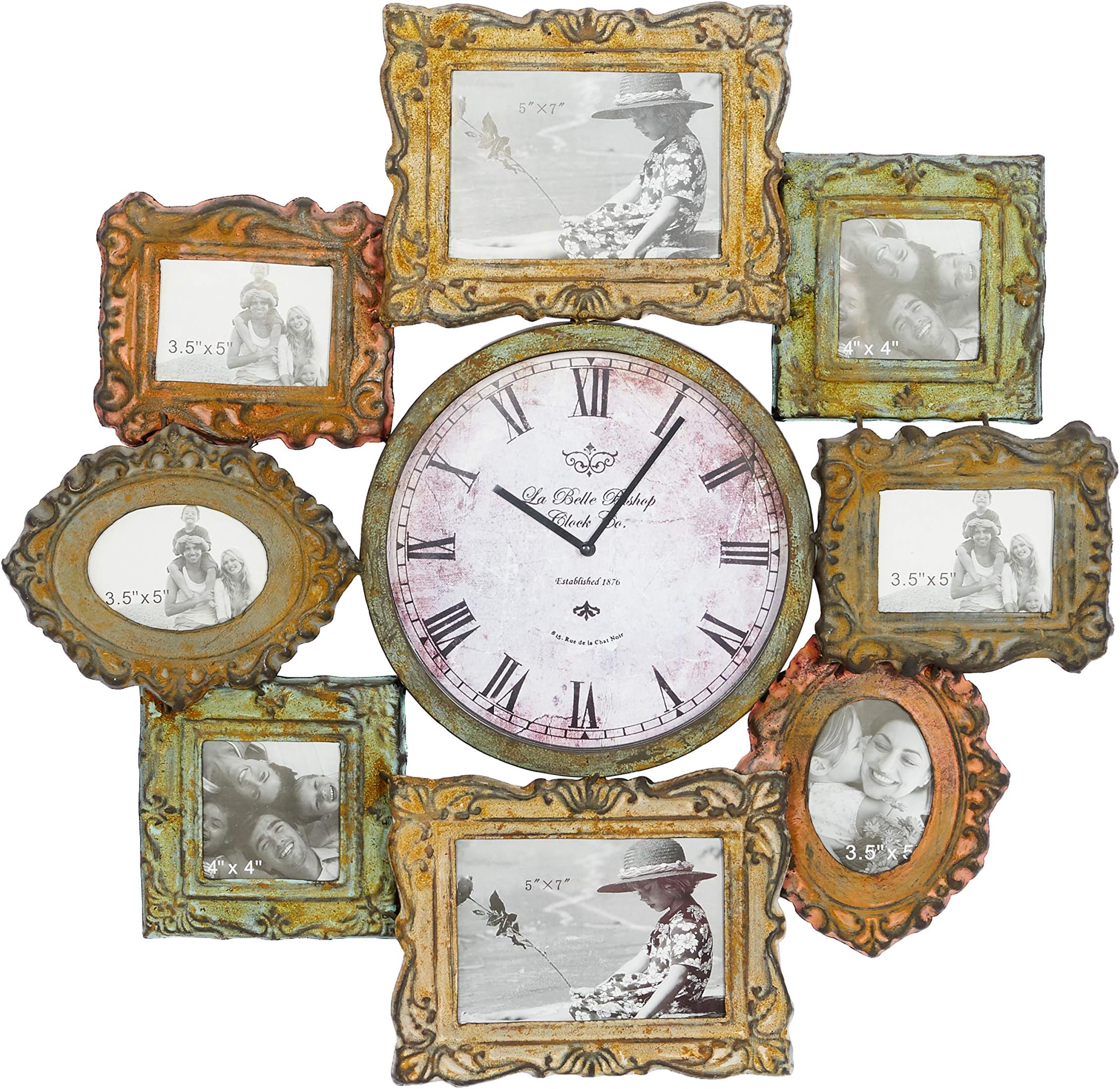 Deco 79 68412 Metal Clock Photo Frame