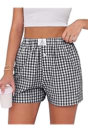 Boxer Shorts for Women Gingham Pajama 2025 Summer Casual Lounge Sleep Plaid Shorts Y2K Beach Bottoms