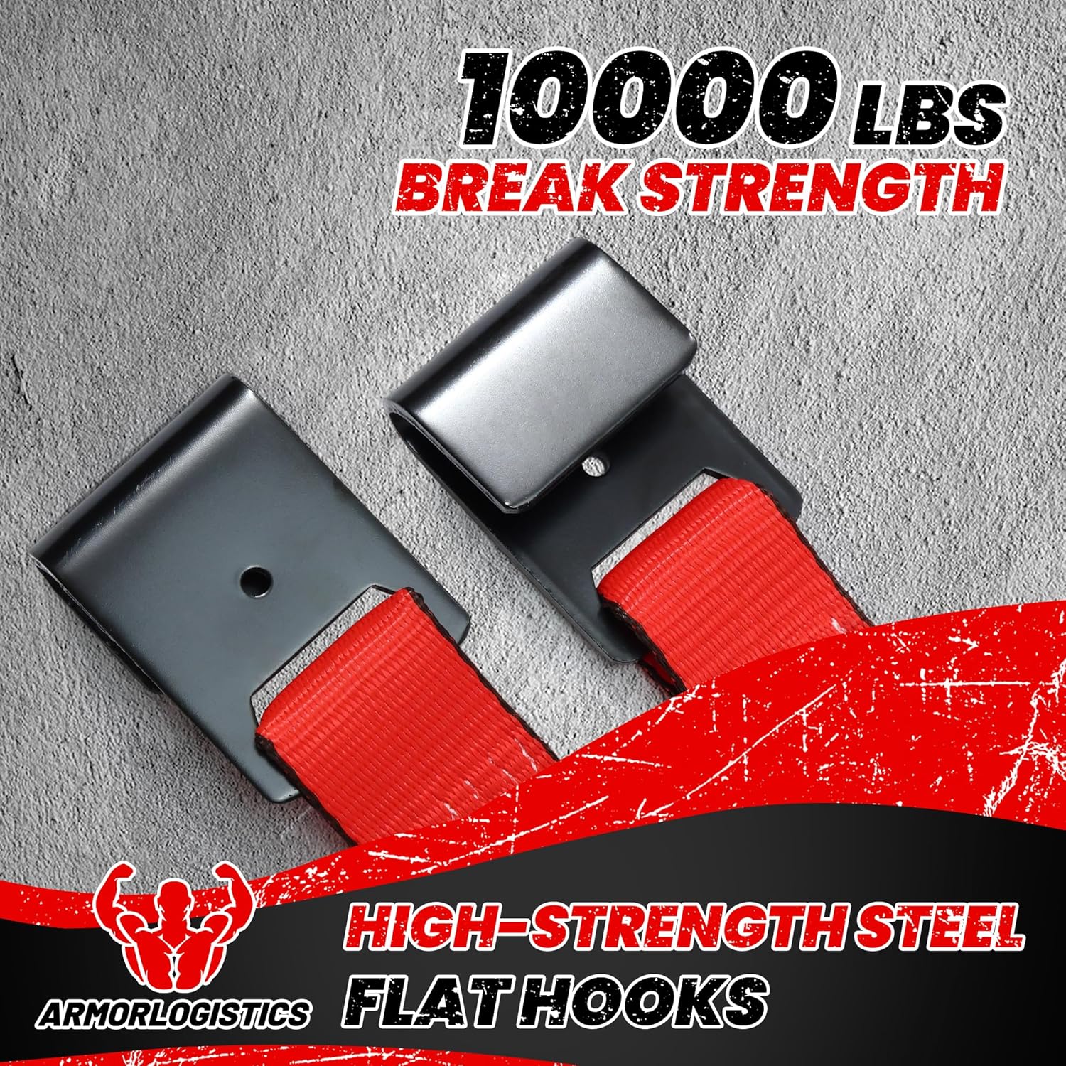 Tow Dolly Basket Straps with Flat Hook, 2 Pack Tow Dolly Straps, Fits 14"-17" Tires Wheels, Breaking Strength 10000 lbs, 2" Over Wheel Car Basket Tie Down Strap with Carrying Bag, Red