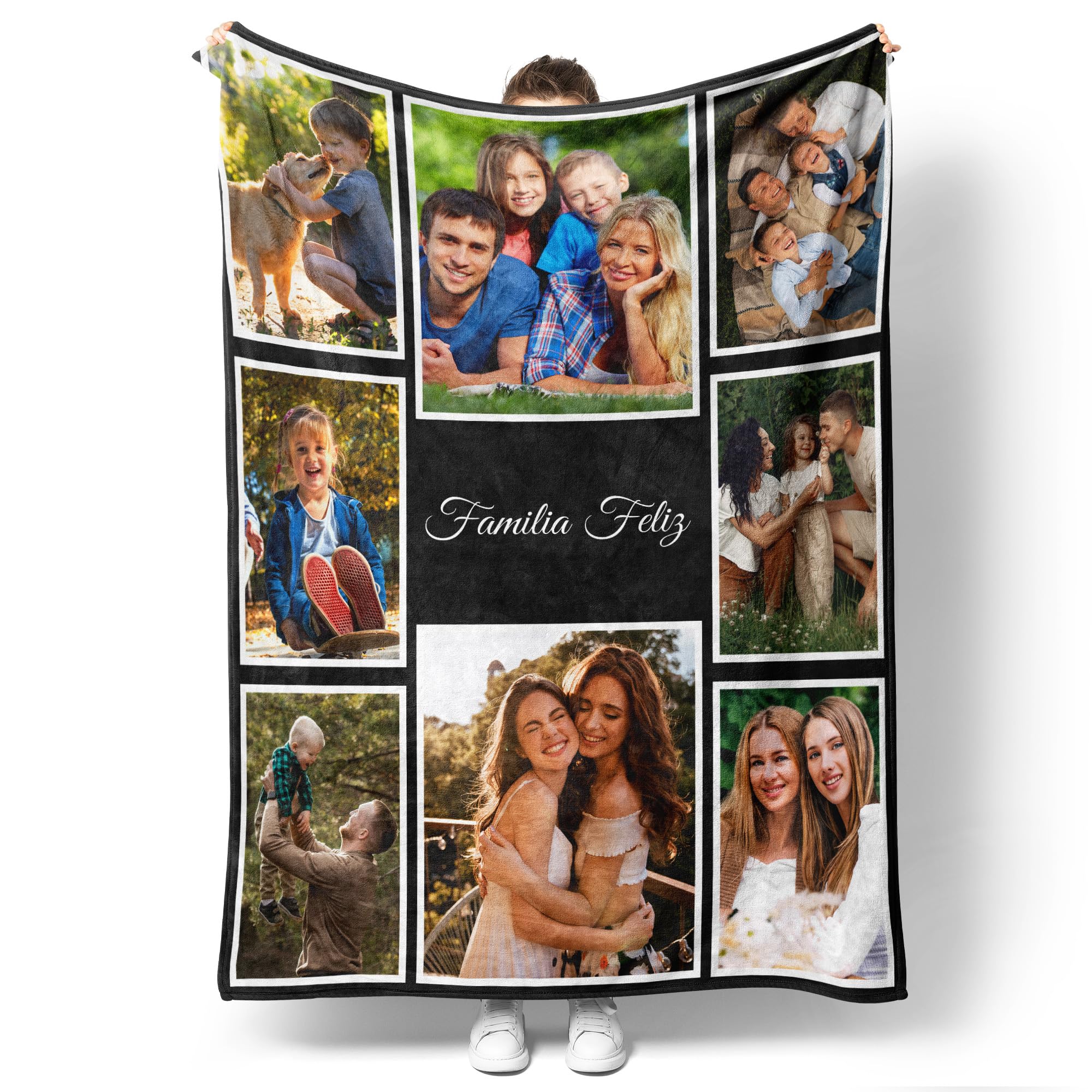 Easycosy Personalized Blanket with Photo, Collage Blanket│Personalized Plaid for Women, Men, Couples and Families, Gift Ideas for Mother's Day, Original Gifts - 8 Photo
