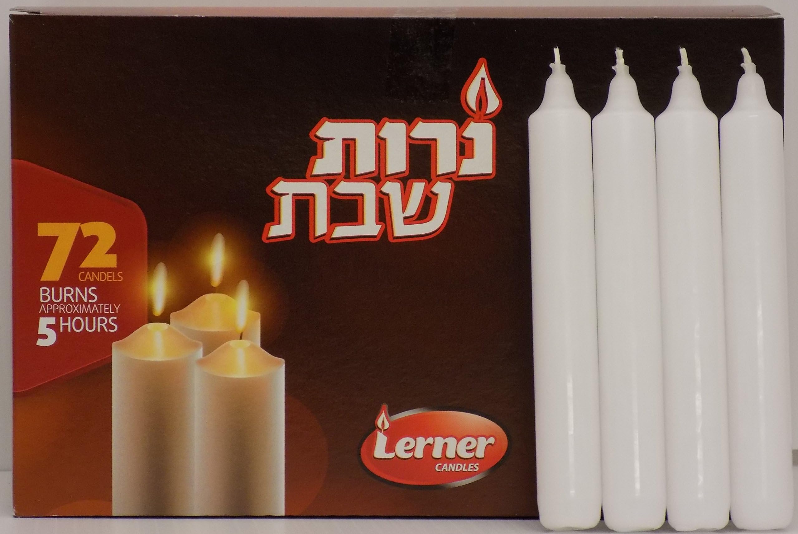 European 5 Hour Box of 72 Pc. Over Dipped Shabbat Taper Candles