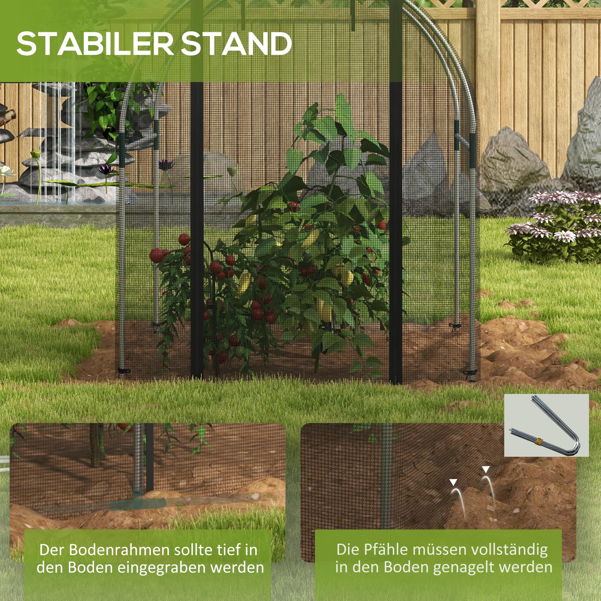 Outsunny Filet de Protection Contre Les Insectes - 1,2 x 1,5 m - avec Porte - avec Cadre en Acier - pour Jardin, Balcon - PEHD - Noir