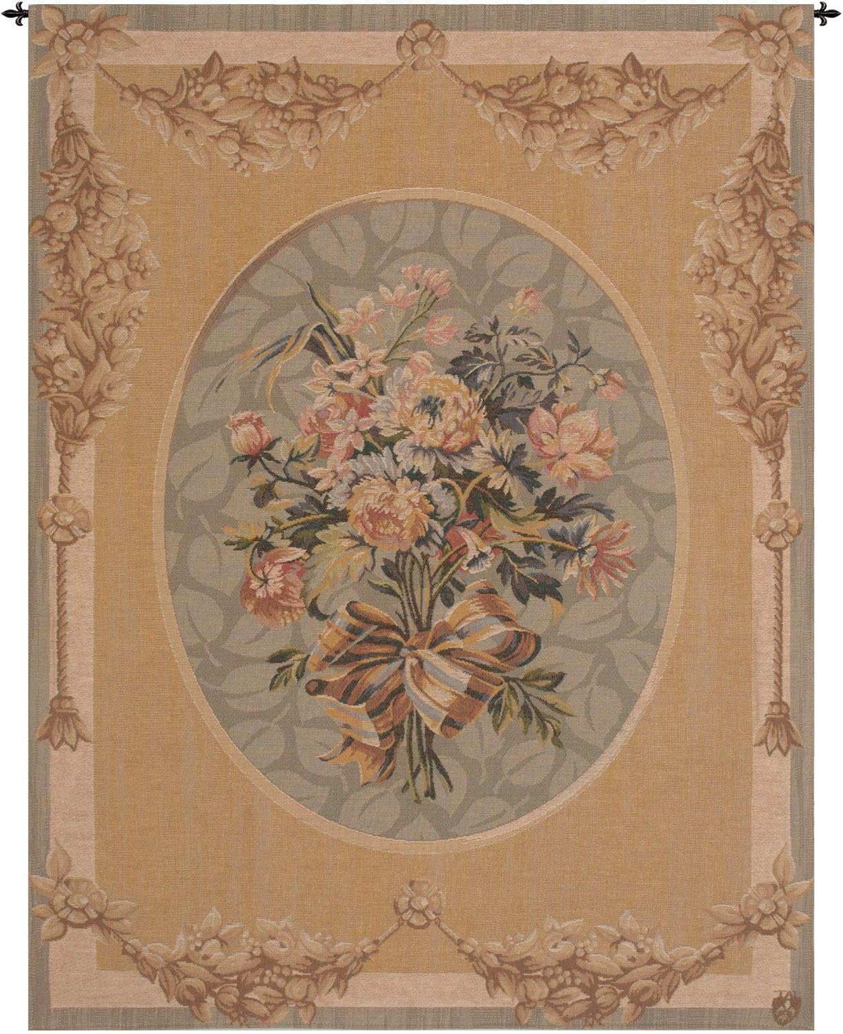 Charlotte Home Furnishings Inc. Lily Flower French Tapestry Wall Hanging, 34 X 18 Inch, Viscose Cotton And Polyester Blend Wall Art, Woven In France, Perfect For Home Decor And Wall Decor