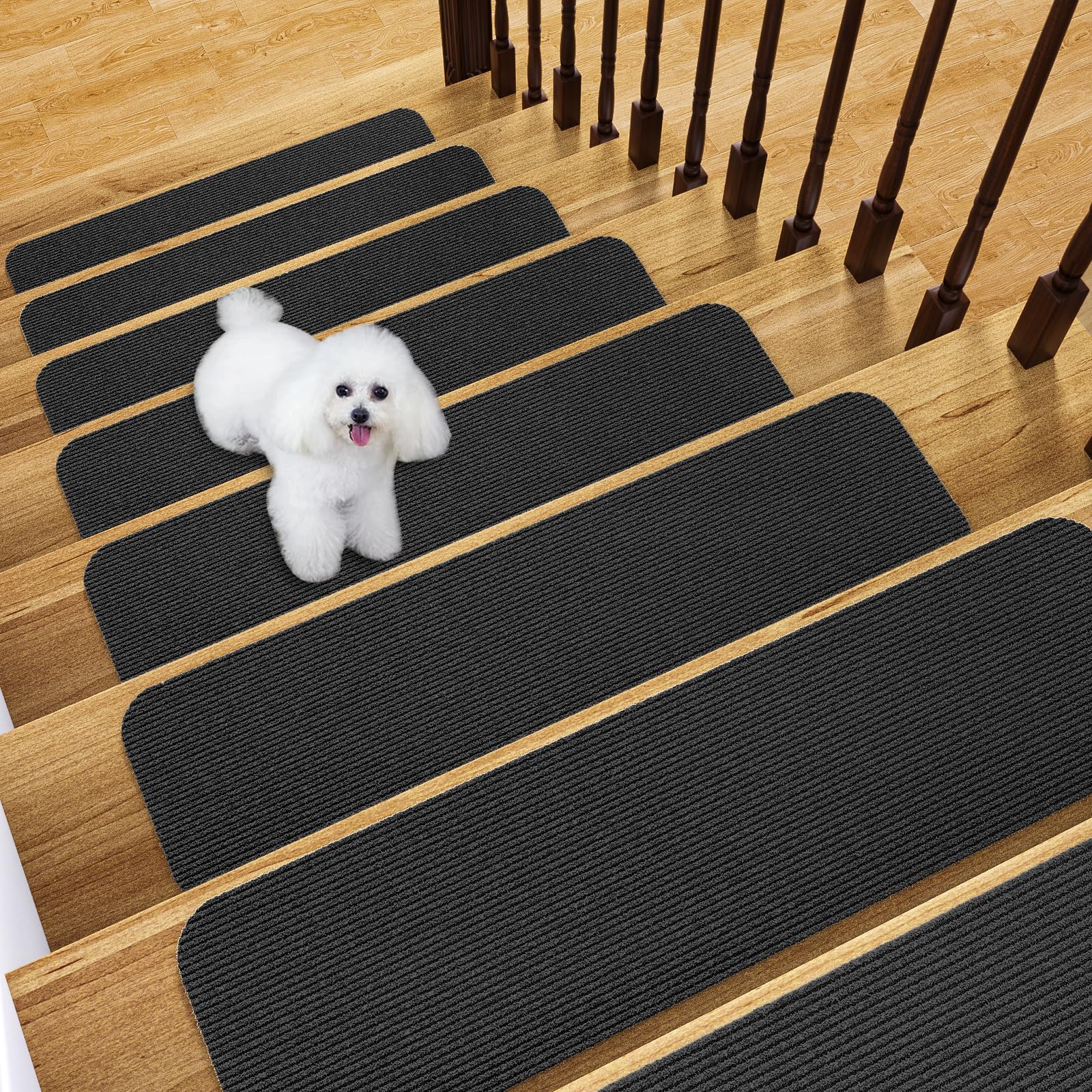 Fixmend Stair Treads Non Slip for Wooden Steps, 20.3 x 76 cm (15-Pack) — image 1