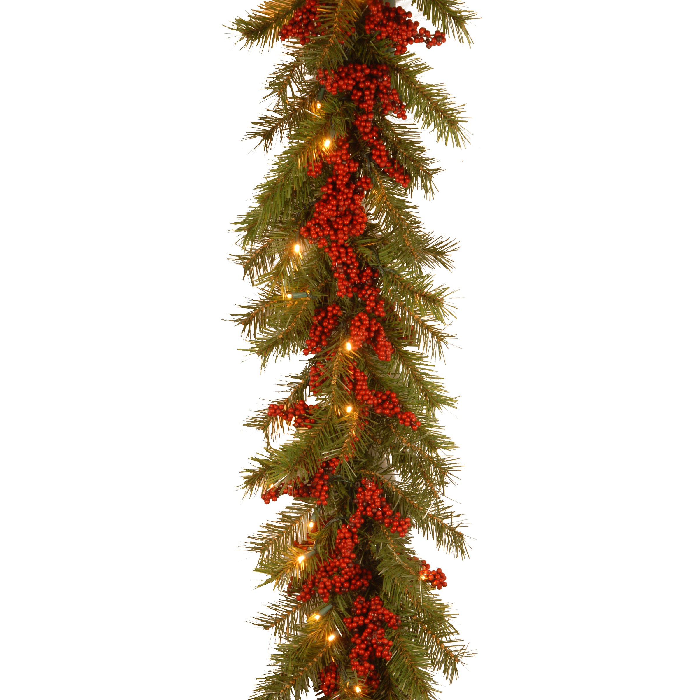 national tree company artificial christmas garland, green, valley pine, decorated with berry clusters, christmas collection, 9 feet