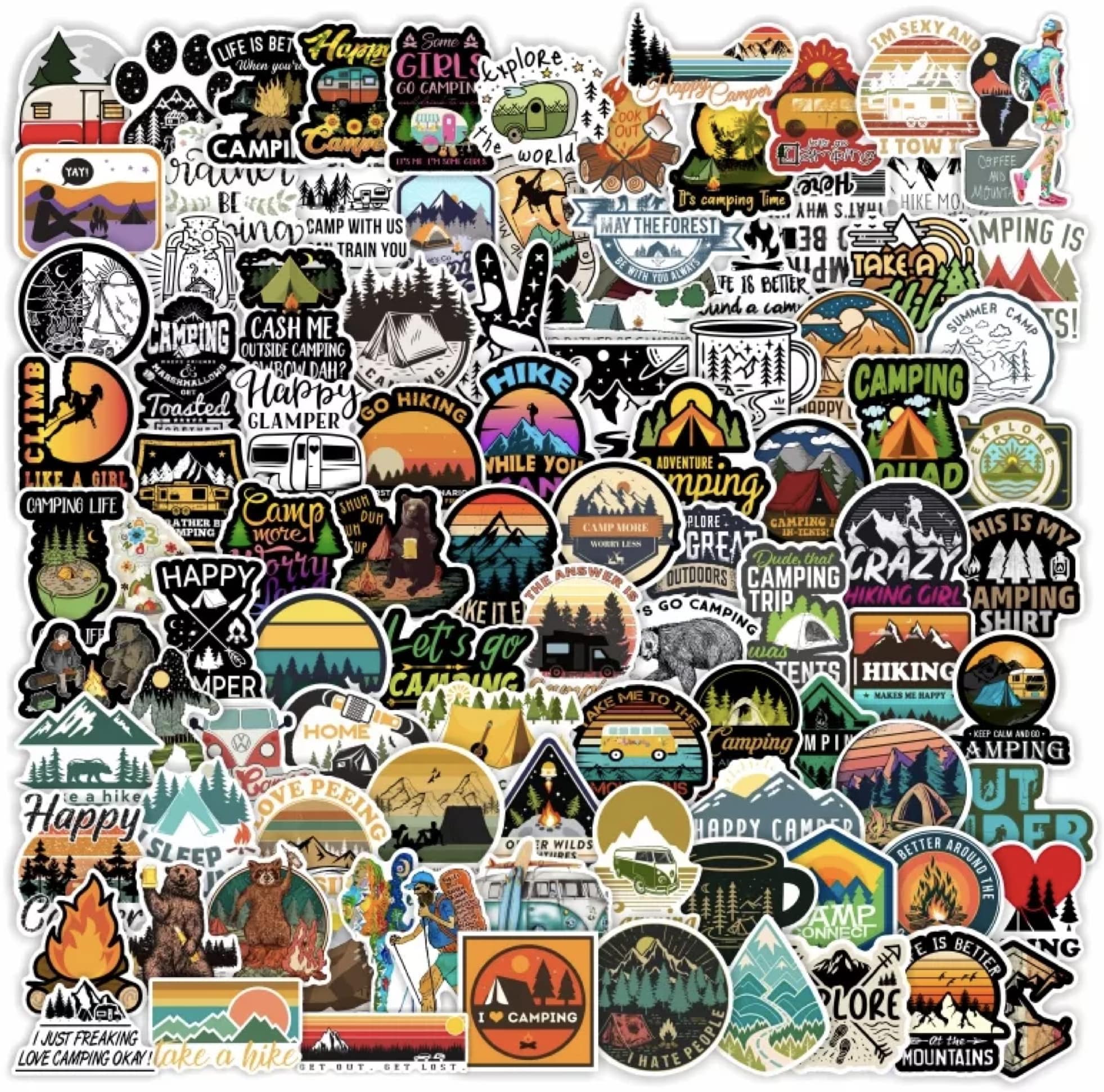 greestick Stickerbomb Offroad 4x4 Stickers Pack of 100 Stickers Adventure Camping Travel