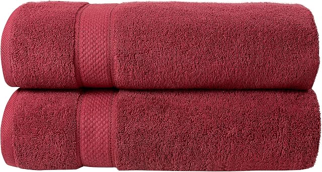 Todd Linens 2-Piece Bale Jumbo XL Bath Sheet Towel Gift Set  500 GSM Quick-Dry 100% Cotton Black Bathroom Accessories (Burgundy)